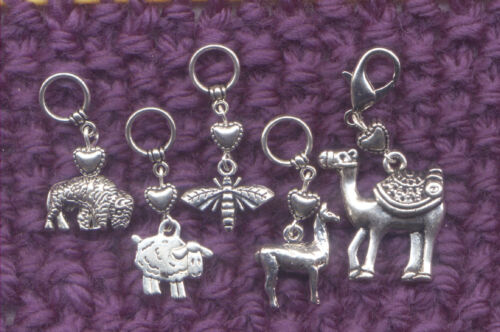 Fiber Animals Knitting Stitch Markers Love to Spin Set of 5/SM120 - Picture 1 of 2