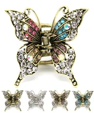 Metal hair claw jaw rhinestones crystal elegant butterfly clip hair accessories 