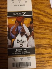 Iona College @ South Florida NCAA Men's Basketball Unused Ticket Stub 12/27/2008