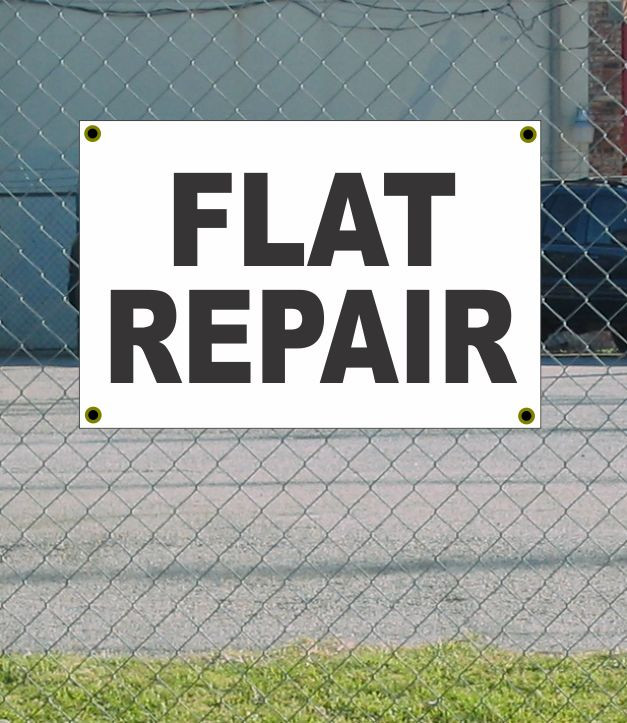 2x3 Flat Repair Banner Sign Black & White Discount Price Free Shipping