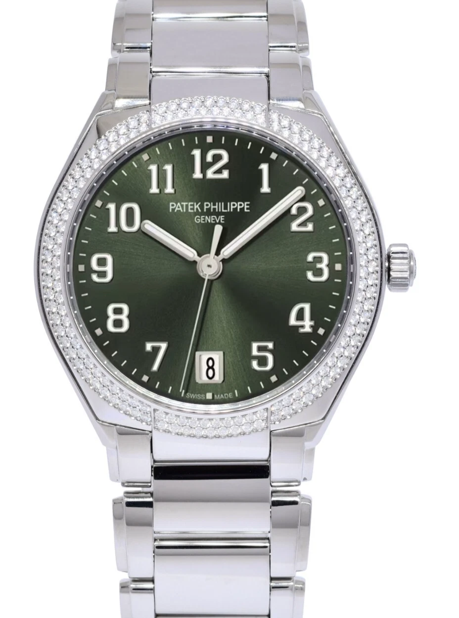 Patek Philippe — Patek Philippe Twenty~4 Steel & Diamond Olive Green Ladies Watch 7300/1200A-011