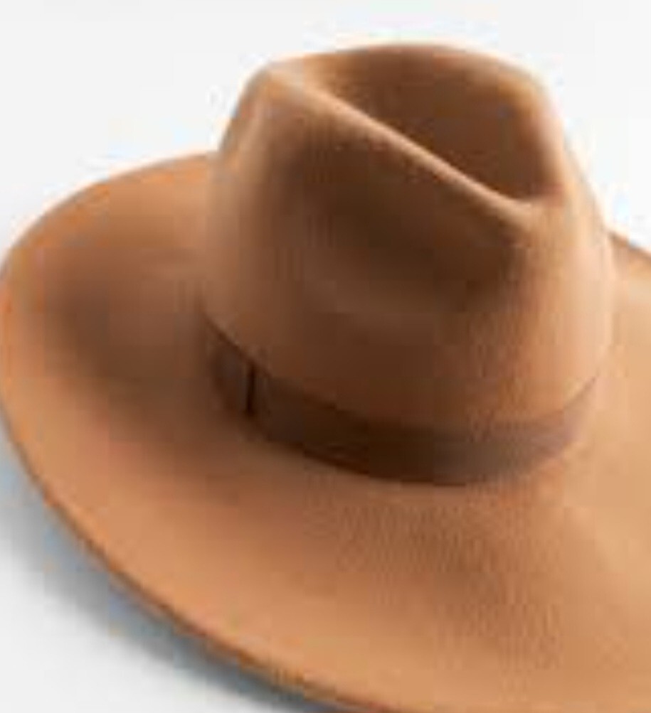 ZARA FELT WOOL HAT TAN LARGE CLASSIC FEDORA WOMEN display picture 2