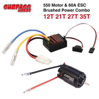 SURPASS HOBBY 550 Brushed Motor 12/21T 27T 35T  & 60A ESC for 1/10 RC Racing Car