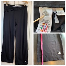 Adidas Pants Womens Small Black Stretch Elastic Waist Wide Leg Cross Front