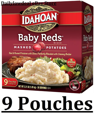 9 POUCHES - Idahoan Baby Reds Value Pack Mashed Potatoes 4 oz (Total 36 oz)
