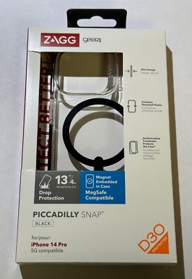 Open Box ZAGG Gear4 Piccadilly Snap Magnetic Case iPhone 14 Pro 6.1'' Clear/Black