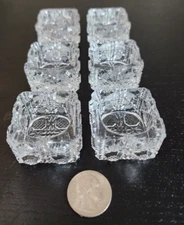 Antique Pressed Glass SIX OPEN SALT CELLARS Sawtooth Pinwheel 1.5" SQUARE
