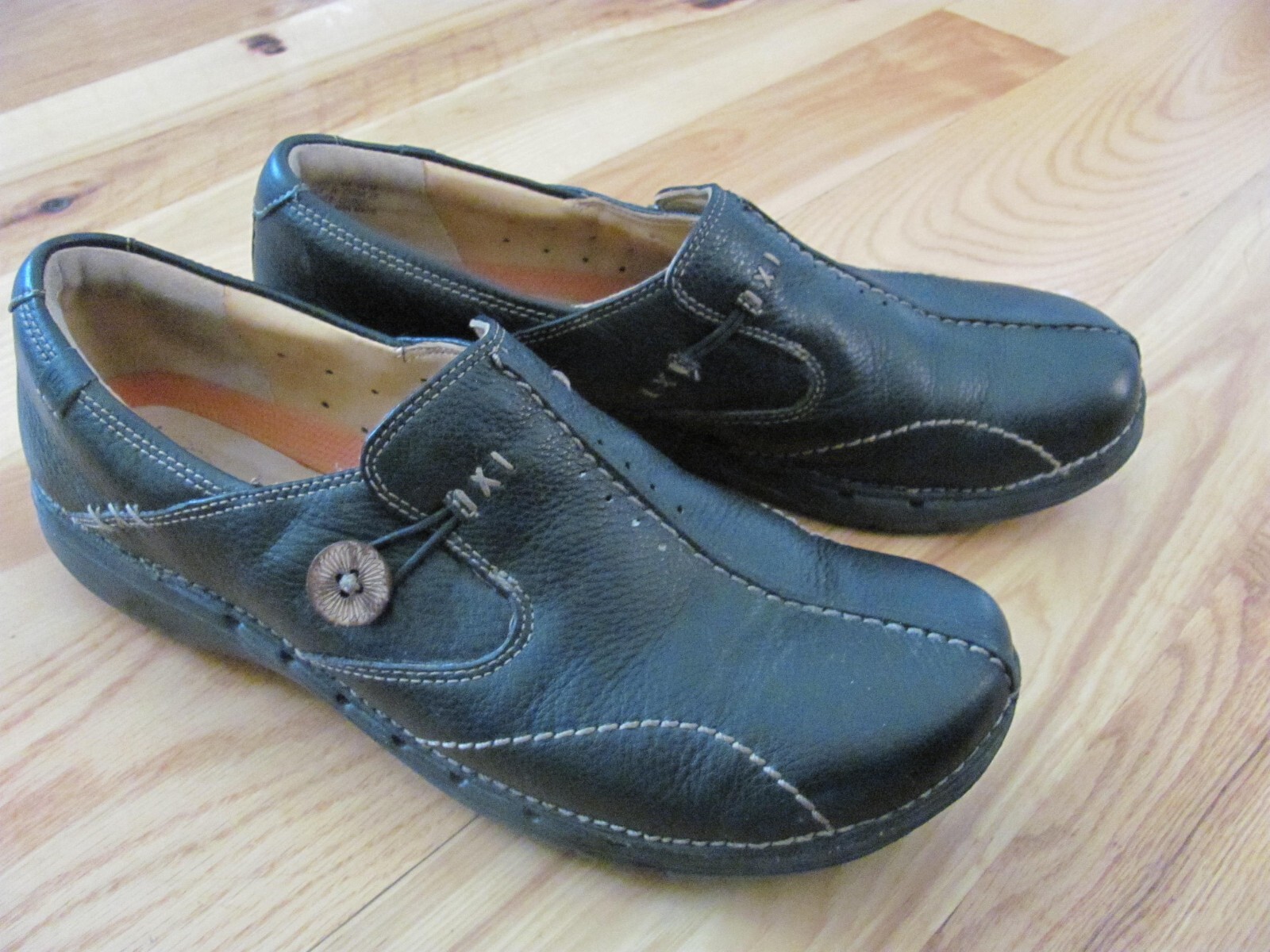 Merrell Nero Pelle di Ciottoli 85071 Moc Scarpe Comode Slip On Donna 10N