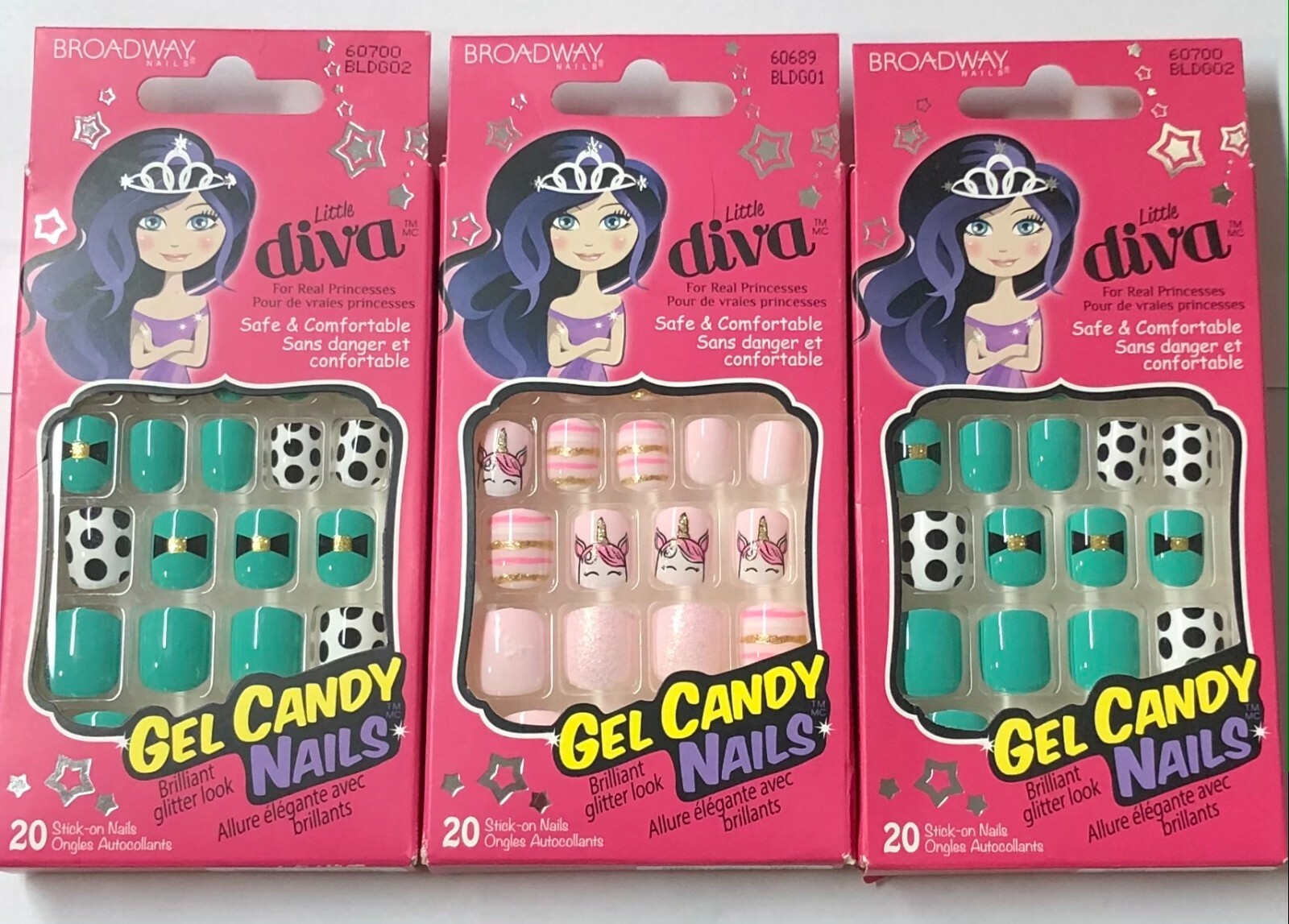 3 Упаковки Broadway Little Diva Gel Candy Nails цвета 01 и 02 3990₽