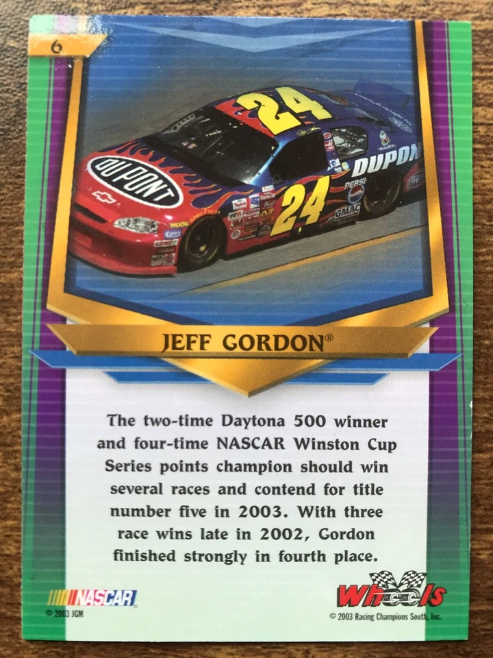 2003 Wheels American Thunder NASCAR Auto Racing Card #6 Jeff Gordon Mint - Image 2 of 2