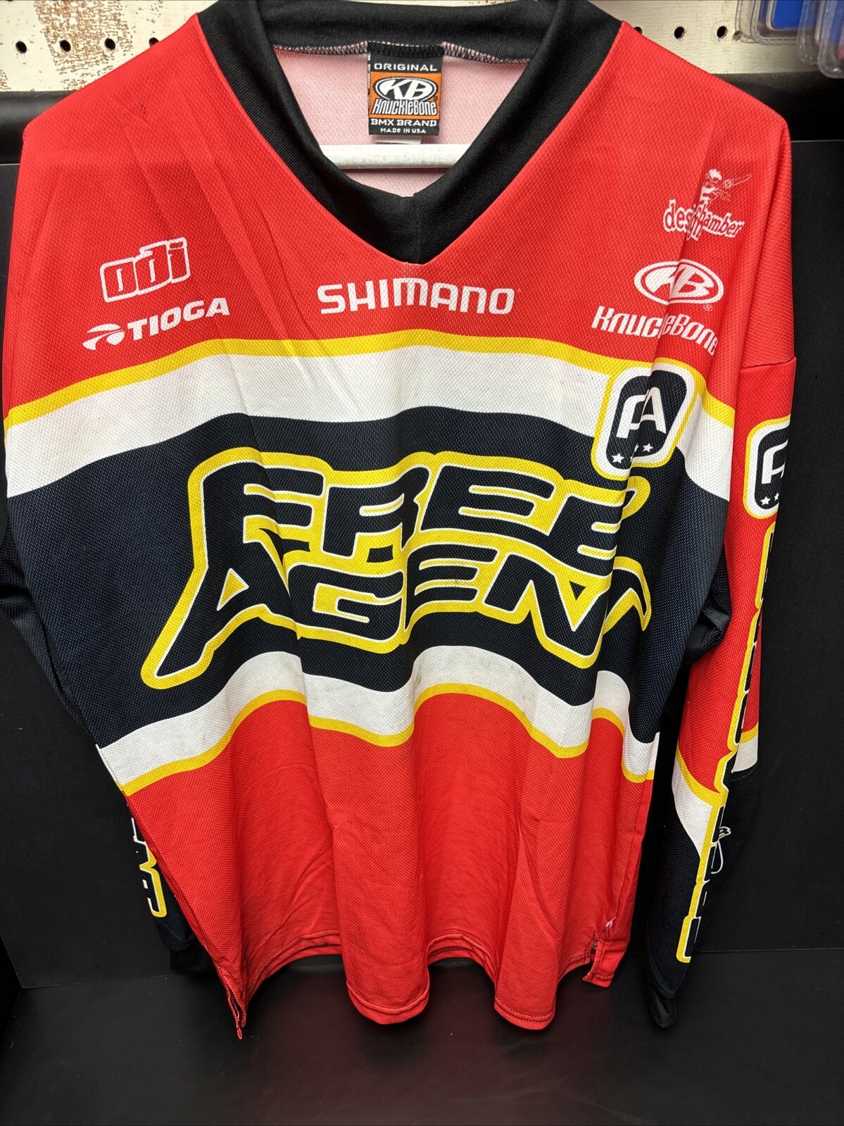 NOS (L) Free Agent Knucklebone Bicycle Factory Team Racing Jersey Bmx GT Mini SE