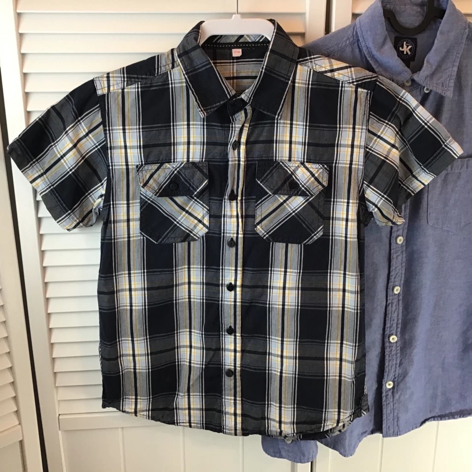 Lot of Boys Shirts Button Down Collared Polo J.Khaki Blue Plaid Size 12 L  - Image 2 of 4