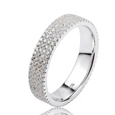 4-ROW WOMEN'S MEN'S UNISEX CZ STERLING SILVER ETERNITY BAND RING SIZE 6-9 SS1919