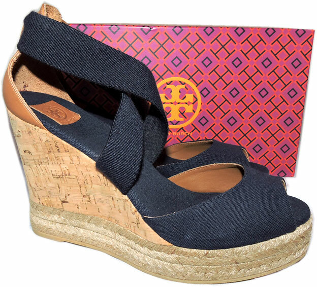 navy blue cork wedges