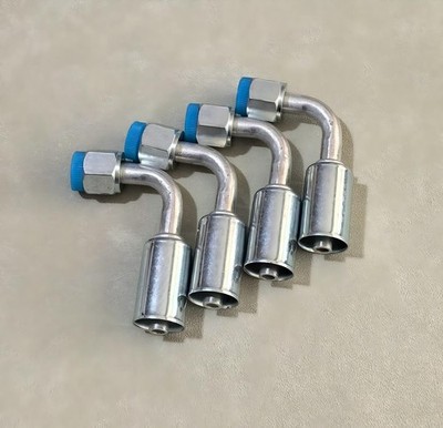 A/C Beadlock Crimp on Fittings #6 Female O-rings 90 Degree for Std Barrier Hose