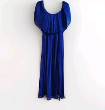 Blue Windsor, off-shoulder, long, pleated, relaxed-fit, size 14, formal dress