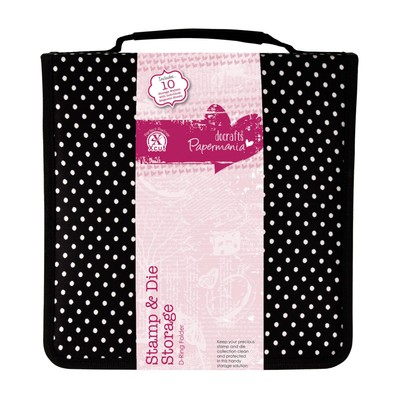 Papermania Polka Dot Stamp & Die Storage, Black and White, 10 x 10, 10 Pockets,