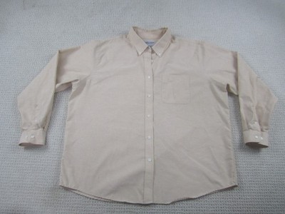 Cabin Creek Shirt Womens 20W Beige Yellow Long Sleeve Button Down Casual