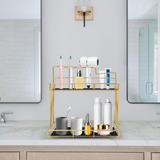 Bathroom Organizer Countertop with Toothbrush Holders, 2 Tier Bathroom Vanity