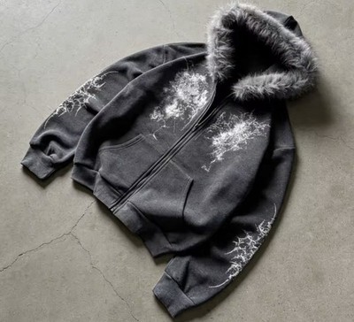 ジャケット・アウター 00s archive SLY fur mods coat grunge y2k Y2k Style Faux Fur Coat, Retro Harajuku Jacket With From