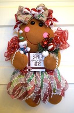 Adorable Gingerbread Girl Wreath  Colorful Christmas Handmade 