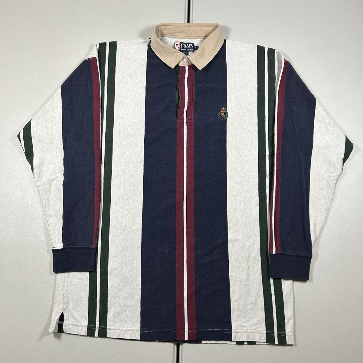 Vintage 90s Chaps Ralph Lauren Long Sleeve Striped Polo Shirt