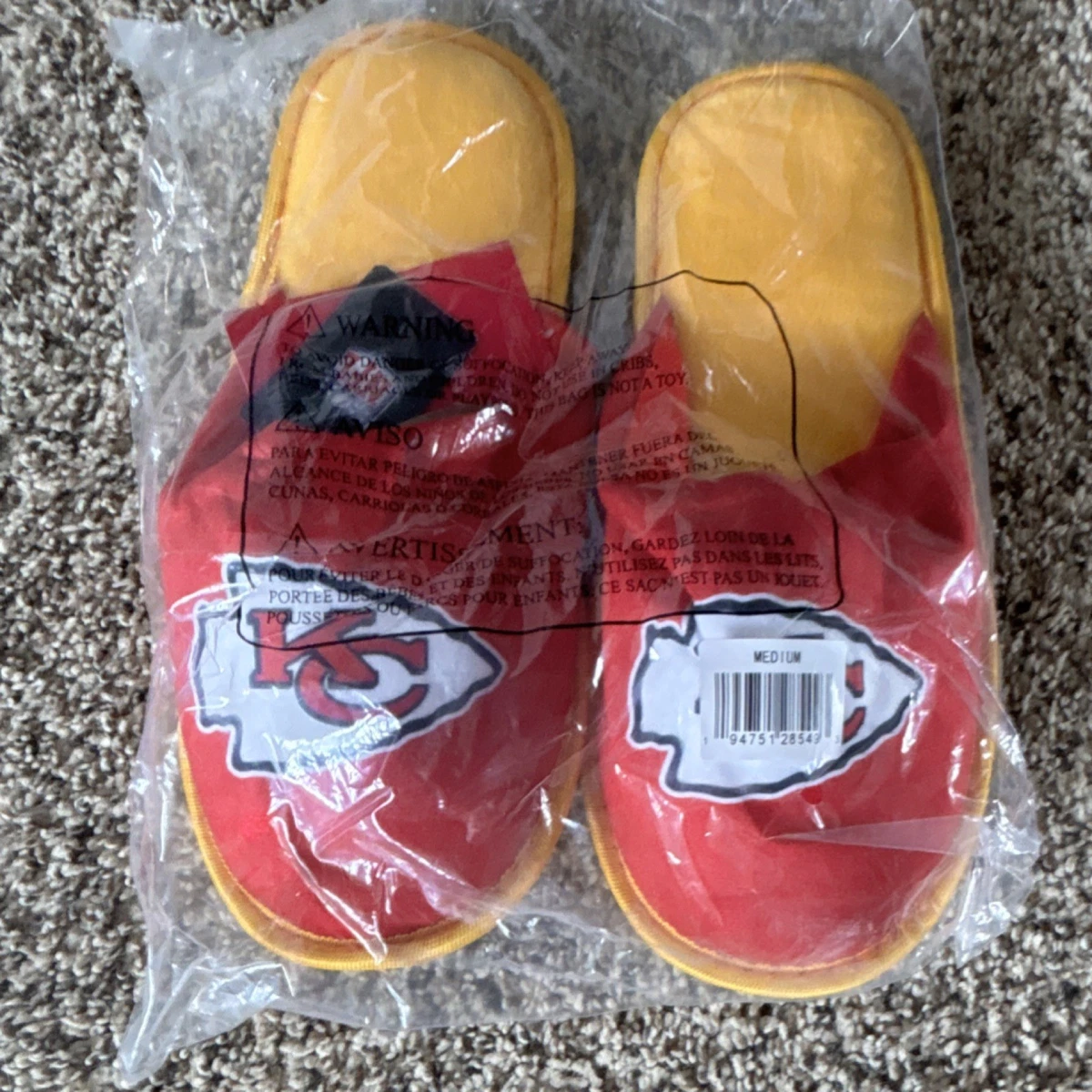 New Men’s Red and Yellow Chiefs Slippers Large Size 11-12 KANSAS CITY CHIEFS MEN main image 4