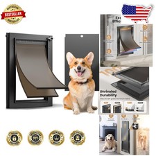 Heavy Duty Aluminum Medium Dog Door - Energy Efficient Double Flap Lockable P...