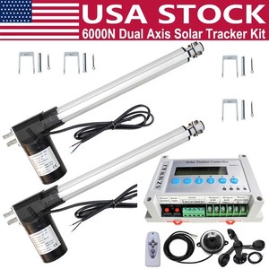 6000N Dual Axis Solar Tracking Tracker Kit W/ 16" Linear Actuators W/ Anemometer