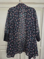 J Gee Floral Kimono Women's Xl Romantic Lace Cuff Classic Boho Layer Feminine