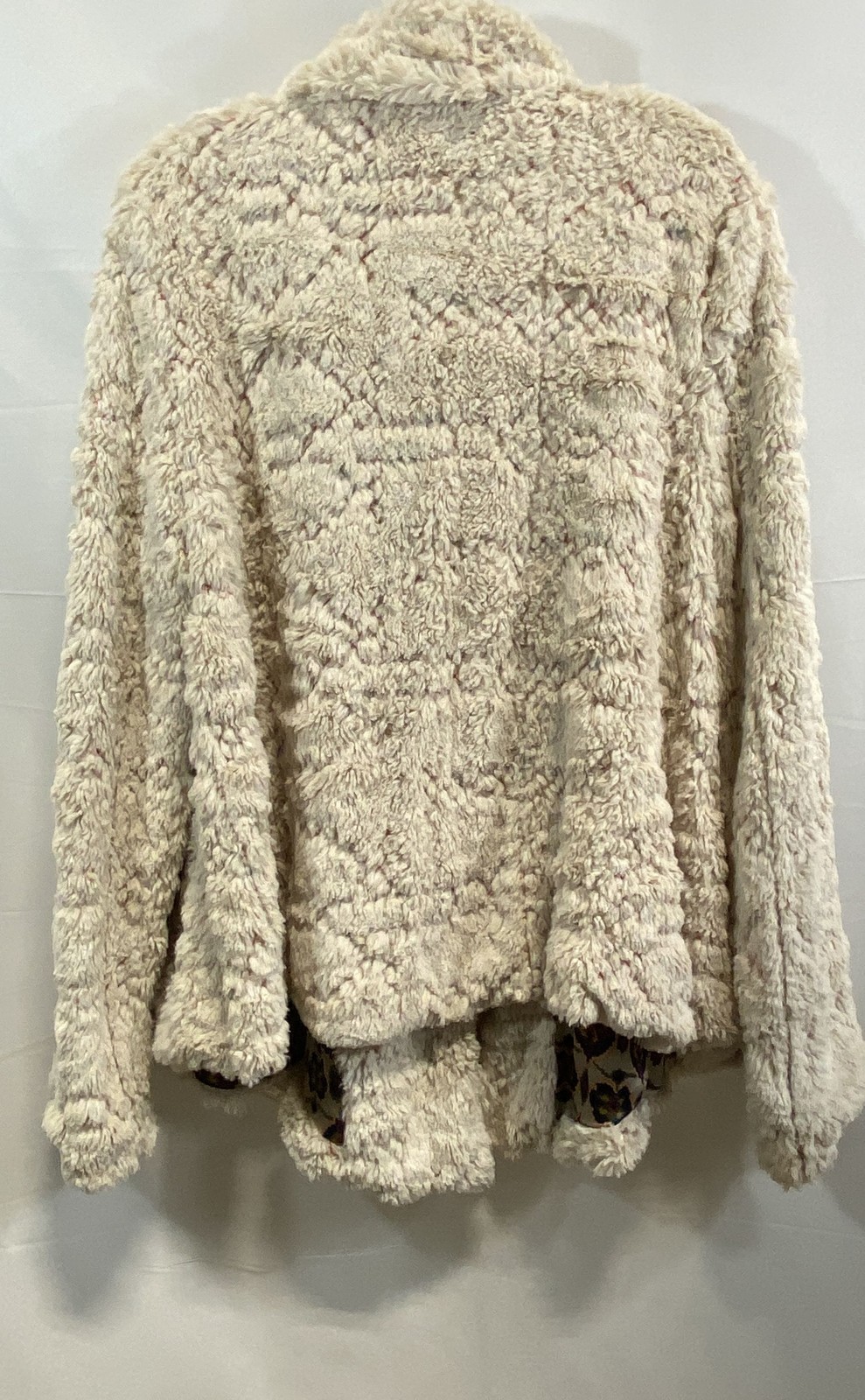 Free People Women's Cardiff Teddy Jacket Cream Faux Fur Aztec Lined Sz ...