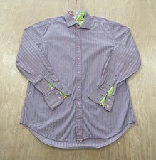 Robert Graham Shirt Mens XL Striped Flip Cuffs Buton Up