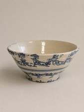 Antique 19thC Blue Spongeware Stoneware Kitch...