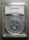 1943 S 1c Lincoln Steel Wheat Cent Penny PCGS MS66 !!!