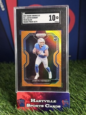 Justin Herbert 2020 Panini Chronicles Prizm Black-Orange #PB3 /75 SGC 10 JSY #!
