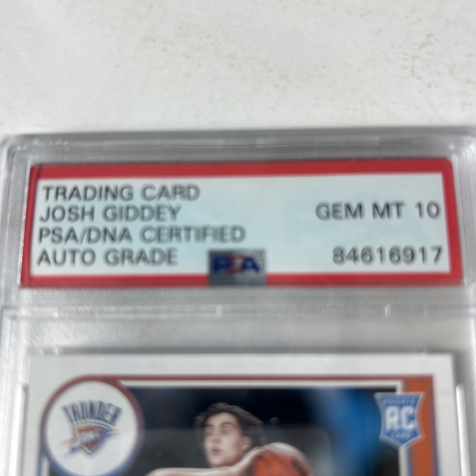PSA GEM MT 10-2021-22 Panini NBA Hoops Josh Giddey #202-auto-Thunder-NBA-Rookie view 2
