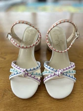 Jessica Simpson Multicolor Knotted Strappy Block Heel Sandals with Ankle Strap