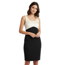 Halston Heritage Cream & Black Contrast Mini Dress Size 6