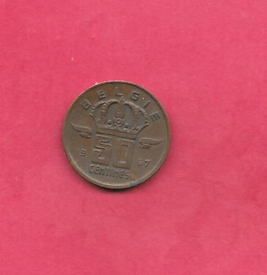 BELGIUM BELGIAN KM149.1 1967 VF-VERY FINE CIRCULATED OLD 50 CENTIMES COIN