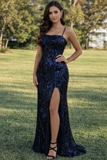 Midnight Navy Sequin Mermaid Style - Prom Dress