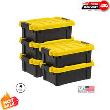 IRIS USA 3 Gallon Storage Bins with Lids 5 Pack Latching Plastic Containers