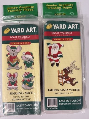 Set Of Two Yard Art Do It Yourself Patterns Falling Santa W/deer And Singingmice