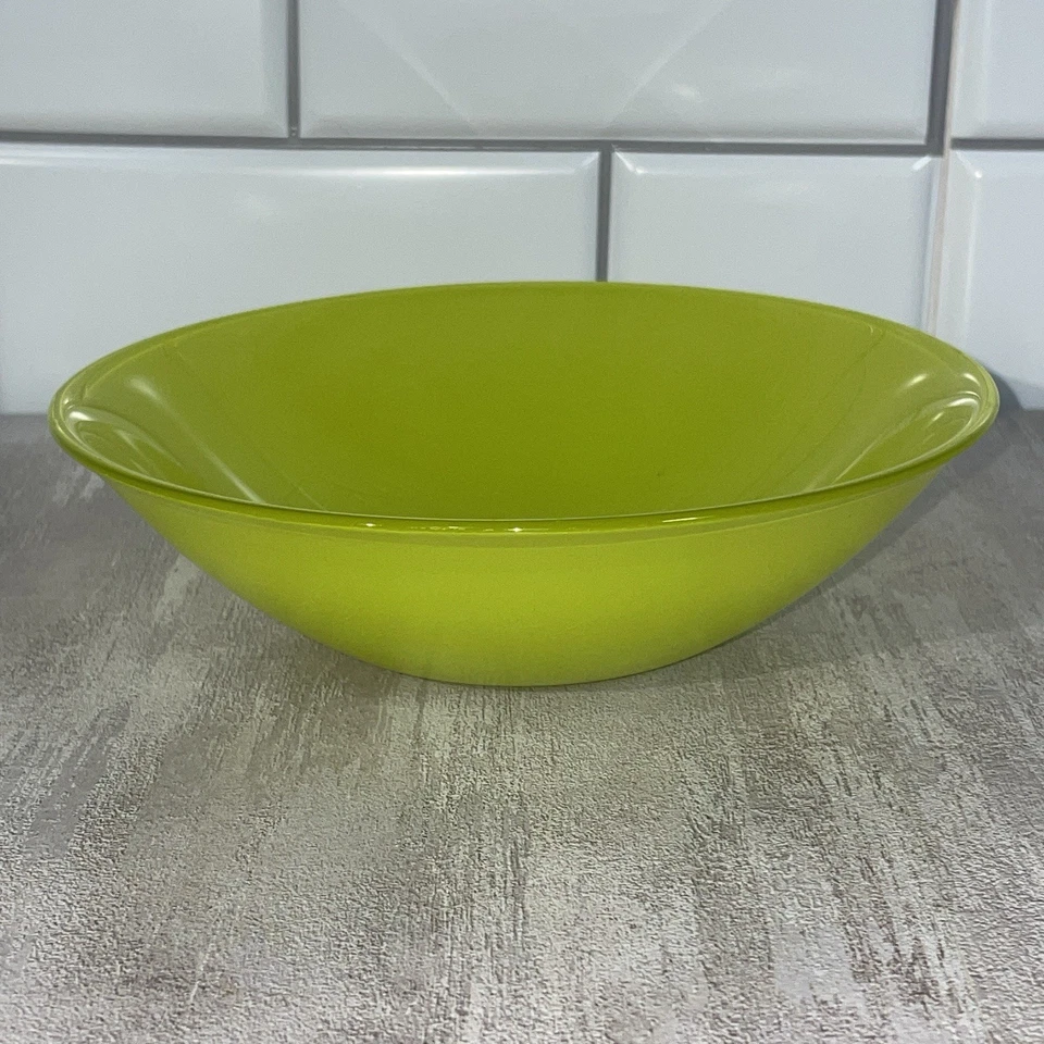 LUMINARC Brush Mania Green Glass Dinner Bowl USED 6.25” X 1.5” - Image 2 of 4