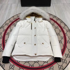 Moose Knuckles men's and women's thick silver fox fur collar outdoor  coat