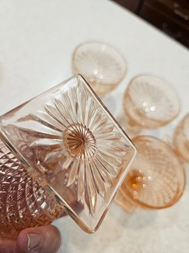 lot of 5 Miss America pink depression glass champagne sherbet footed glasses