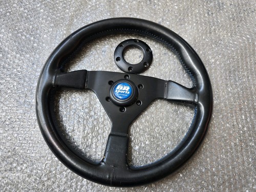 BLACK RACING STEERING WHEEL GREAT GENUINE PART mr2 rx7 mx5 s13 180sx r33 r34 - Picture 20 of 20