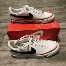 Size 5Y - Nike Court Legacy White/Black Desert Ochre