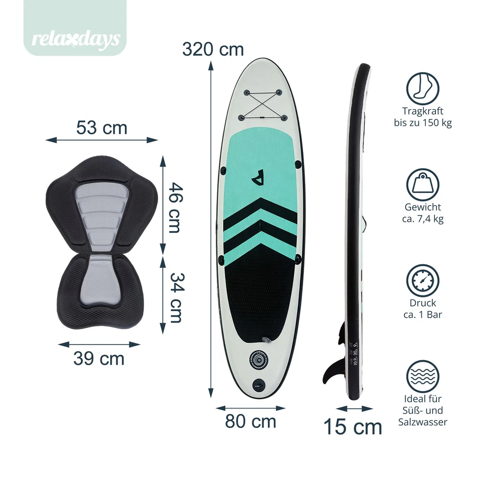 SUP Board Paddelboard Stand Up Paddle Board Allround Board Freizeit Sup mit Sitz - Bild 4 von 4