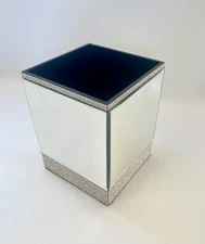 Bella Lux Mirror Rhinestone Crystal Wastebasket Trash Can Bathroom Vanity NEW