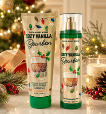 Bath Body Works COZY VANILLA BOURBON 2 pc SET Lotion Mist FULL SIZE NEW 2026